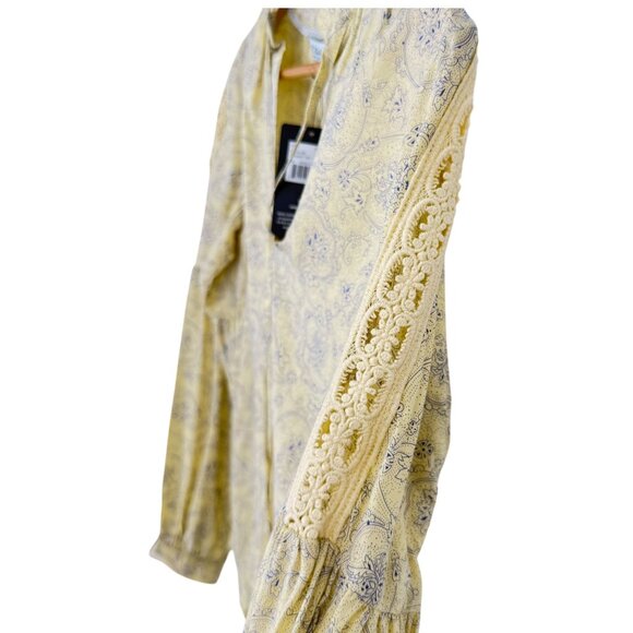 Noble Outfitters XXL Shirt Yellow Paisley Peasant Blouse Folklore Lace 21007 - Picture 13 of 16